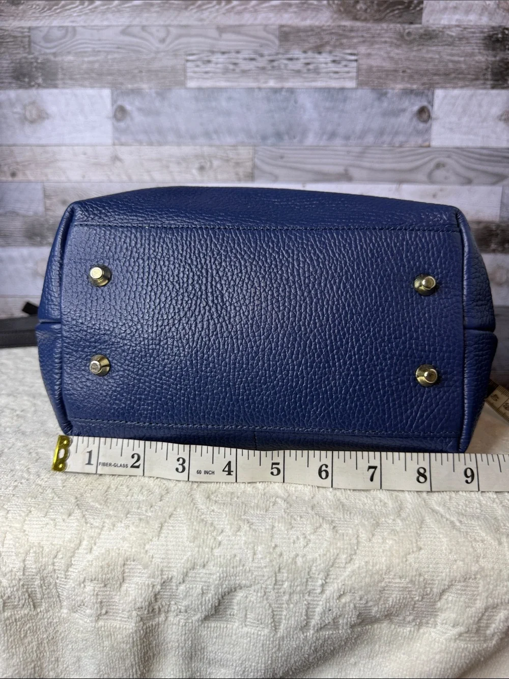Valentina Navy Blue Pebbled Leather Crossbody with Gold Hardware